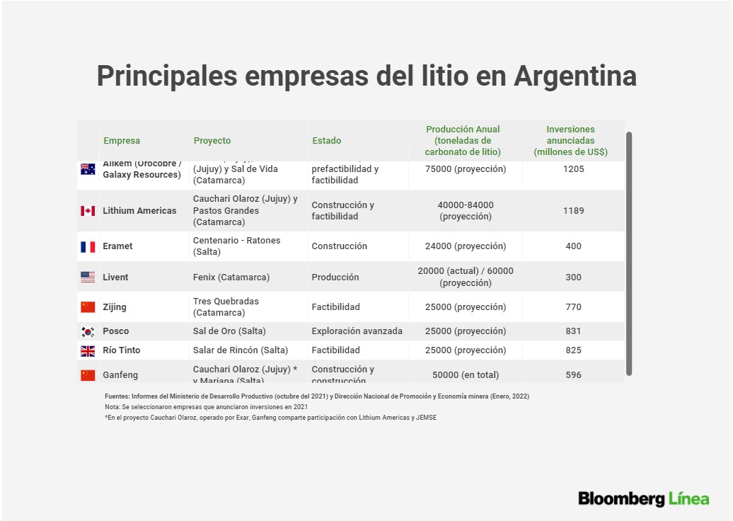 El litio en Argentina: estas son las empresas líderes en la fiebre del oro blanco