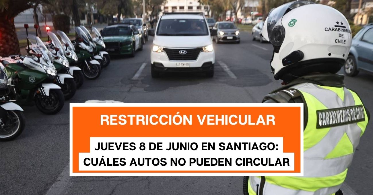 Restricción vehicular, jueves 8 de junio en Santiago: cuáles autos no pueden circular