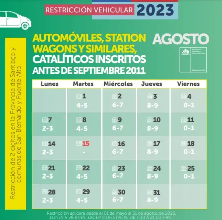 Restricción vehicular jueves 17 de agosto patentes terminadas en 8 y 9