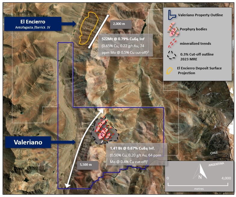 ATEX Resources anuncia recursos inferidos significativos de 1,41 mil millones de toneladas con ley de 0,67 % CuEq (0,50 % Cu, 0,20 g/t Au, 0,91 g/t Ag y 64 g/t Mo) en Valeriano