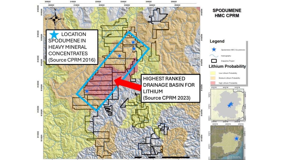 Brasil: Spark Energy Minerals proporciona información actualizada sobre los objetivos de espodumena en el proyecto de litio Arapaima y la financiación reciente