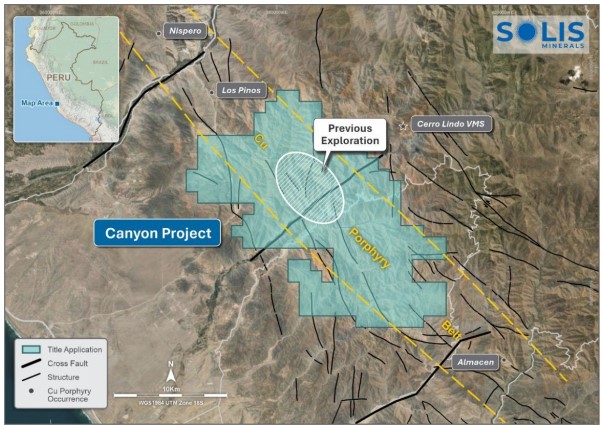 Perú: Solis Minerals encuentra mineralización de cobre encontrada durante reconocimiento en el Proyecto Canyon