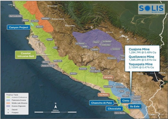 Perú: Solis Minerals encuentra mineralización de cobre encontrada durante reconocimiento en el Proyecto Canyon