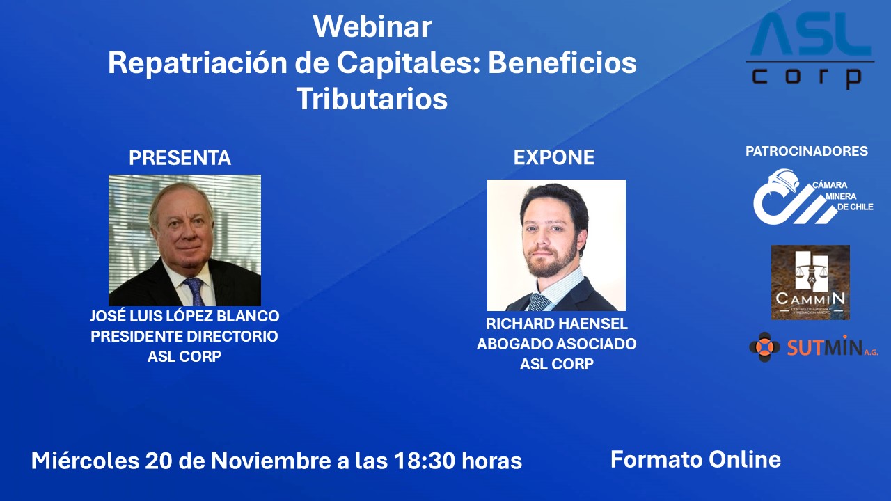 ASL CORP invita a Webinar: Repatriación de capitales: Beneficios Tributarios