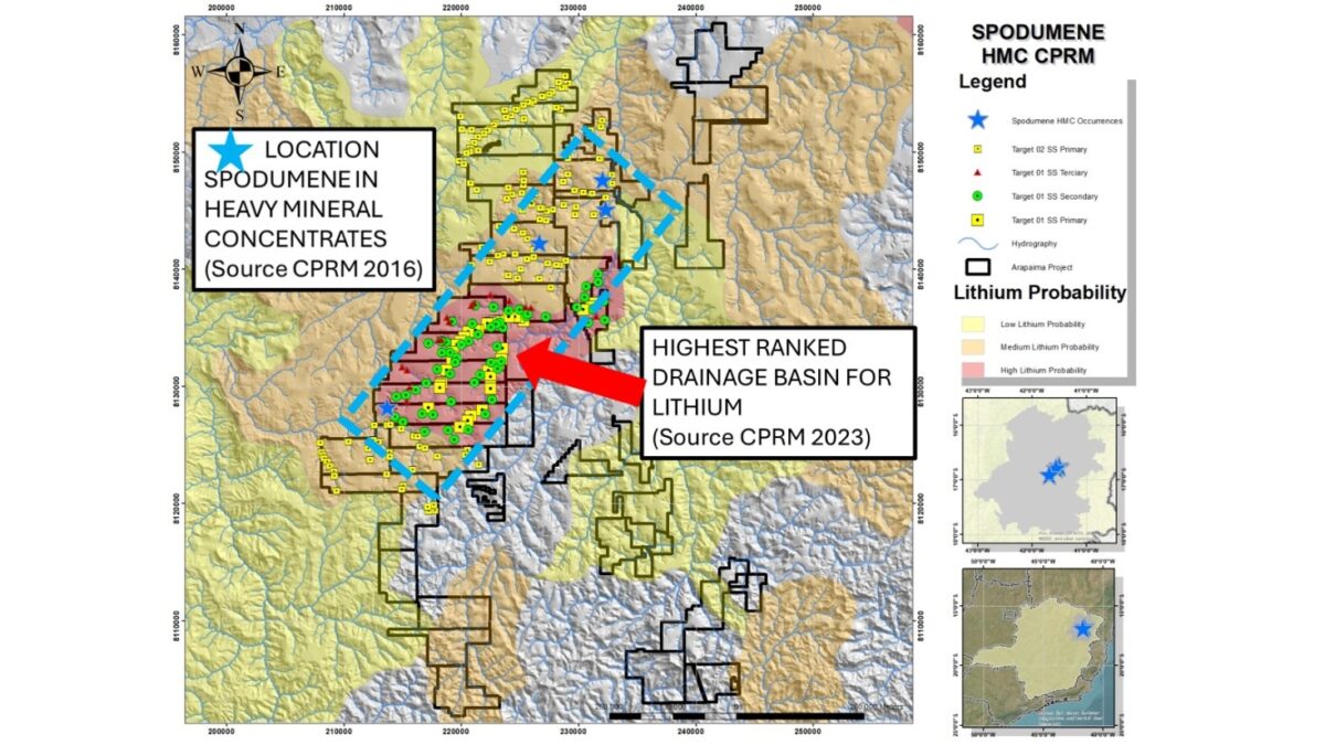 Brasil: Spark Energy Minerals proporciona información actualizada sobre los objetivos de espodumena en el proyecto de litio Arapaima y la financiación reciente