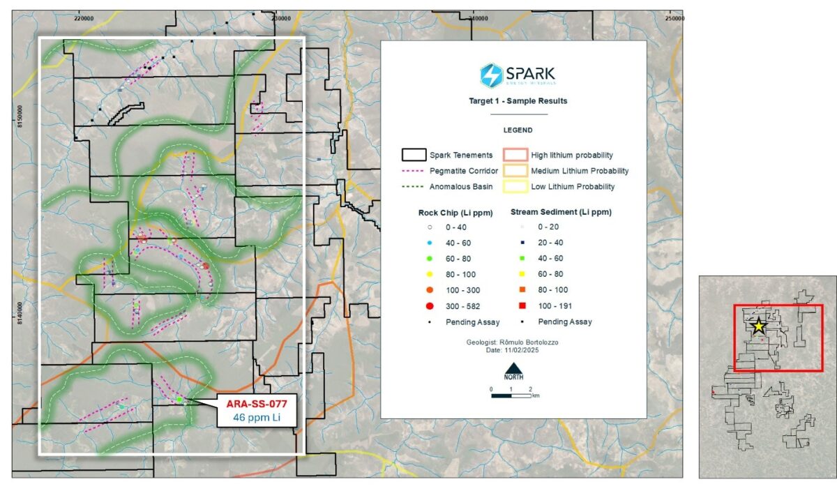 Spark Energy Minerals valida aún más la tendencia combinada de pegmatita de 21,5 km en el proyecto de litio Arapaima en Brasil