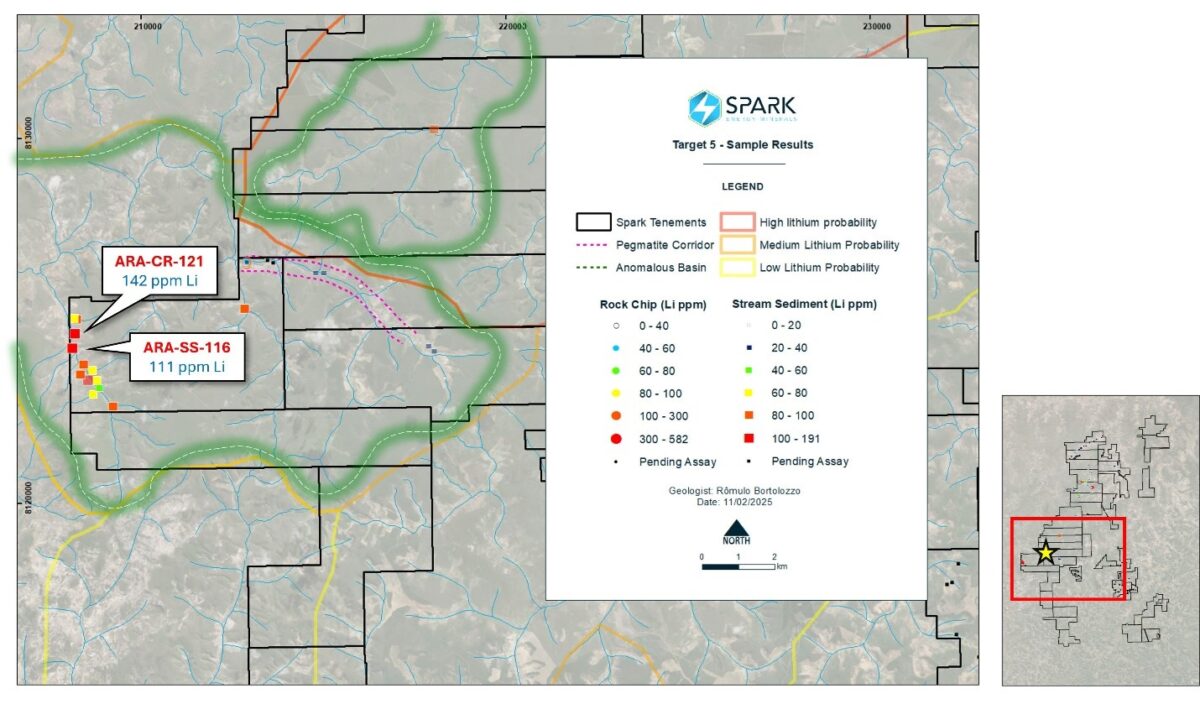 Spark Energy Minerals valida aún más la tendencia combinada de pegmatita de 21,5 km en el proyecto de litio Arapaima en Brasil