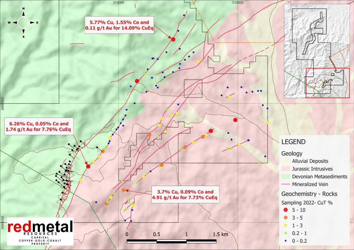 Red Metal Resources planea un extenso programa de trabajo para 2025 en su propiedad IOCG de Carrizal luego de descubrimientos de muestreo de hasta 5.77% de cobre