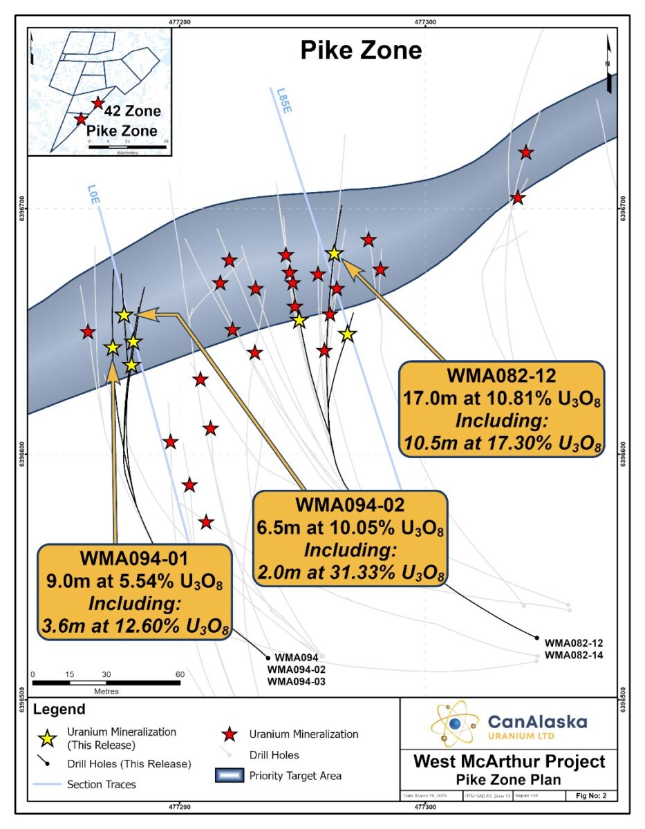 Los ensayos geoquímicos confirman la mineralización adicional de uranio de discordancia de alto grado en la zona de picas de CanAlaska