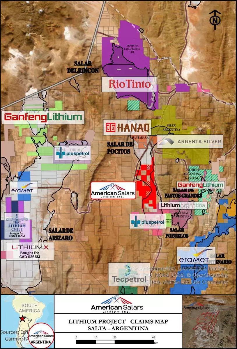 American Salars Lithium ampliará proyecto Pocitos en 1.635% a 13.880 hectáreas en el Triángulo del Litio de Argentina