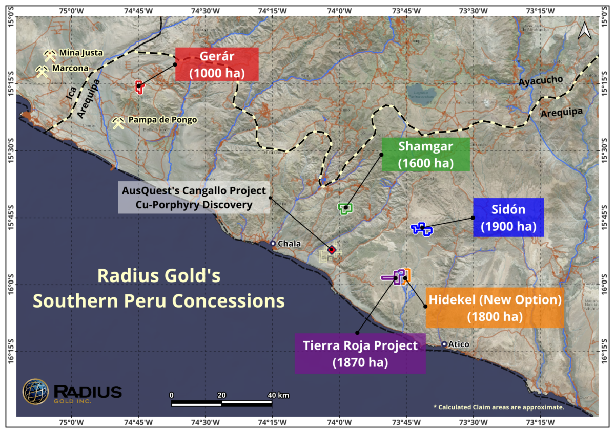 Colombia: Radius Gold otorgó el derecho exclusivo para expandir el proyecto de cobre Tierra Roja en 1.800 ha y la opción de 4.500 ha adicionales de licencias de exploración